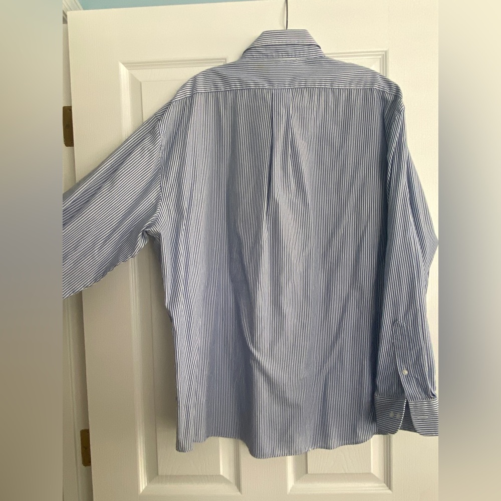 Dockers Men’s Button Down Shirt Blue White Striped Long Sleeve Men’s Size XL - Picture 5 of 7